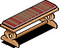 Red Wooden Cabin Bench